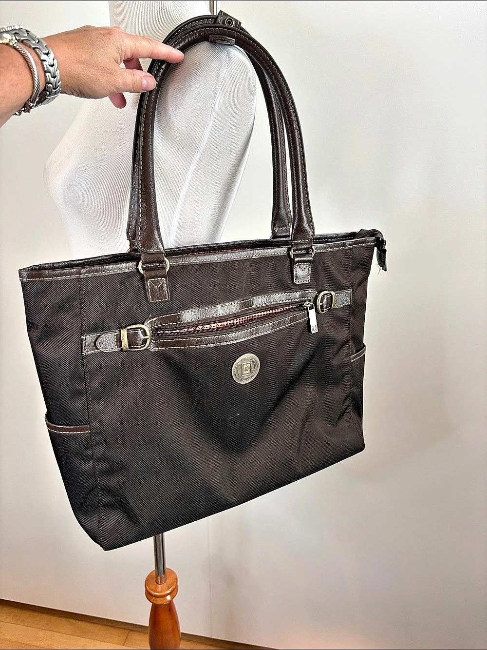 Chaps Brown Laptop Tote Bag 12x15x5”